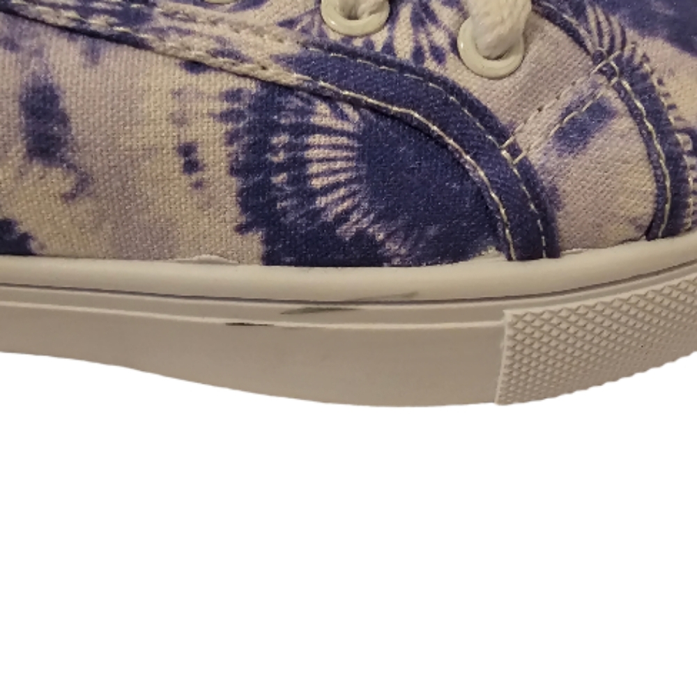 Blue and White ASOS Design Women's Dizzy Heart Tie Dye Lace Up Sneakers - Picture 4 of 14